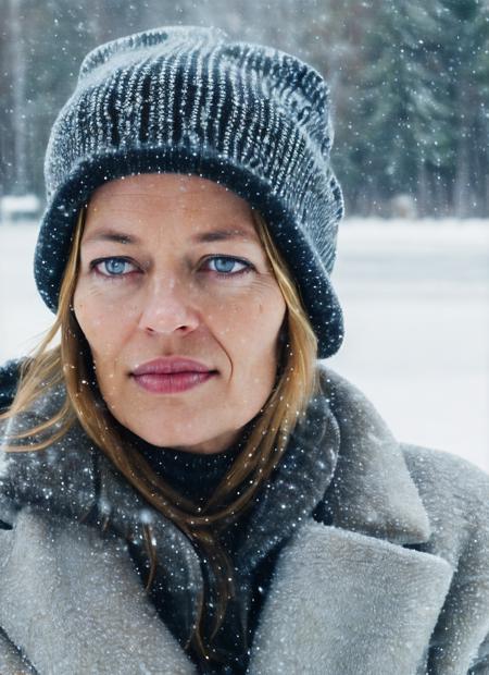 analog style, modelshoot style, RAW photo of a sks woman, sitting in outdoor car ,winter ,snowy , ((wearing cap)), (detailed face), grunge, ((visual kai)),  ((full body)), (high detailed skin:1.2), 8k uhd, dslr, soft lighting, high quality, film grain, Fujifilm XT3, <lora:locon_jeri_v1_from_v1_64_32:1.3>