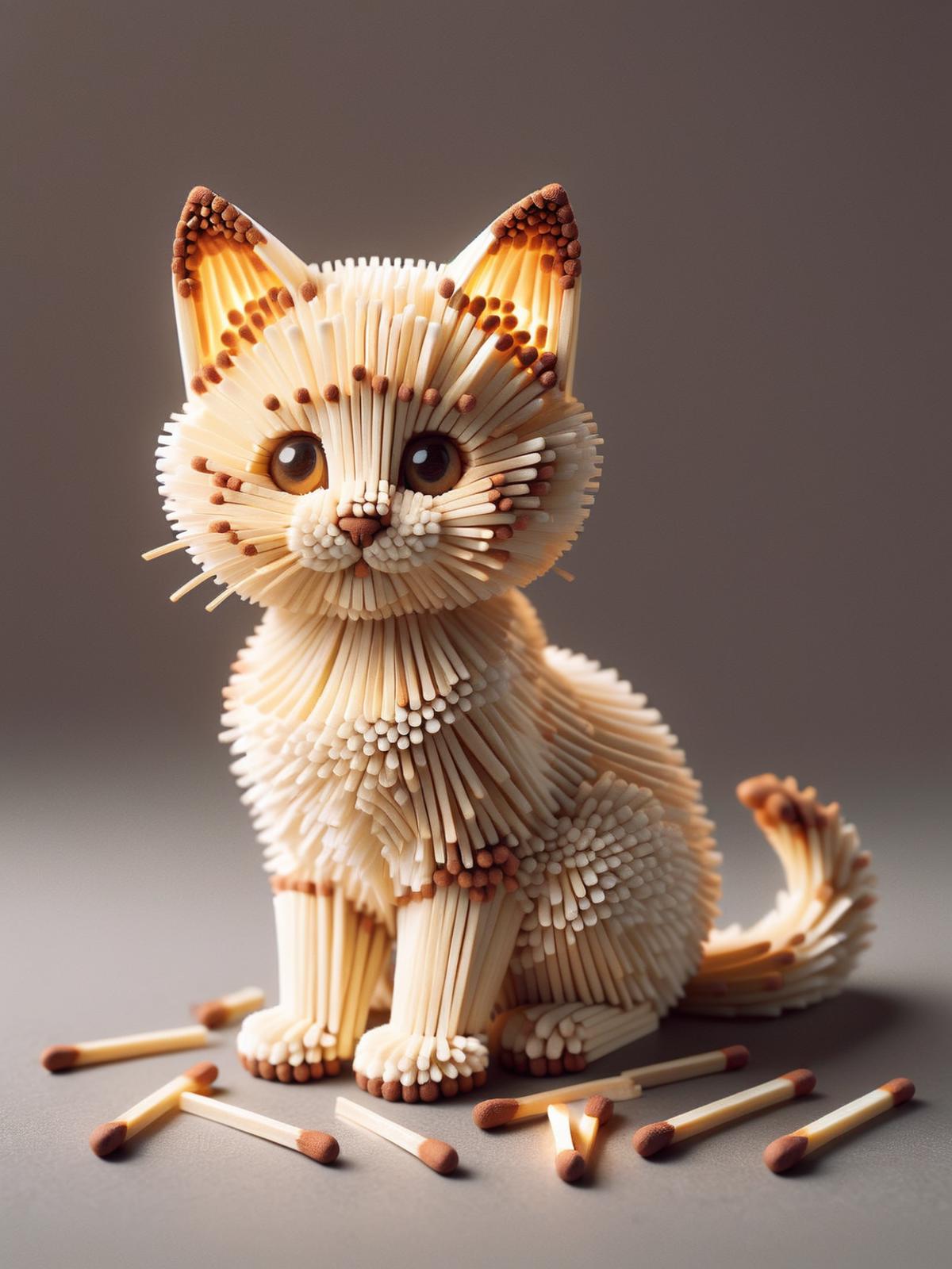 A Cat Made Out of Toothpicks - Cute and Unique Decoration