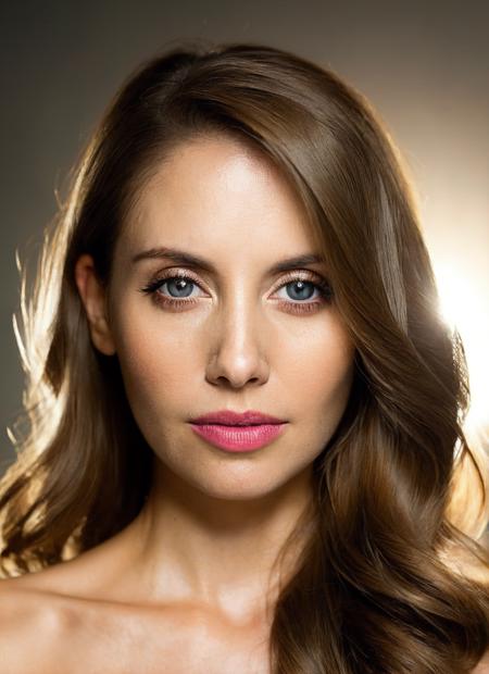 portrait of sks woman, epic (photo, studio lighting, hard light, sony a7, 50 mm, matte skin, pores, colors, hyperdetailed, hyperrealistic), <lora:locon_alisonbrie_v1_from_v1_64_32:1.3>