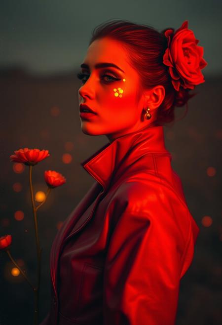 By Eric Lacombe By Patrice Murciano Frostpunk Fashion Photography, red and gold, minimalism, smoked eye shadow, illuminated golden bulging biomorphic dot pattern, volcanic landscape, flame flowers, bokeh ashes, volumetric particle dust, powdered paint pigment, vivid color, misty aether houte - couture rococo leather clothing, holga medium format camera, etherial lighting, backlighting, in the style of. . ., professional ominous concept art, by artgerm and greg rutkowski, an intricate, elegant, highly detailed digital painting, concept art, smooth, sharp focus, illustration, in the style of simon stalenhag, wayne barlowe, and igor kieryluk.