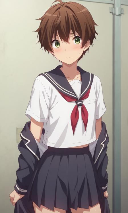  yuutatogashi, brown hair, short hair, green eyes