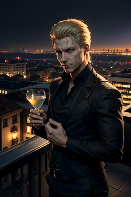 ((ultra detailed, masterpiece, best quality))
 <lora:REAlbertWesker:0.8>
REAlbertWesker, 1boy, solo, blonde hair, at a high-end rooftop bar, sipping a martini while gazing at the stunning city skyline at night