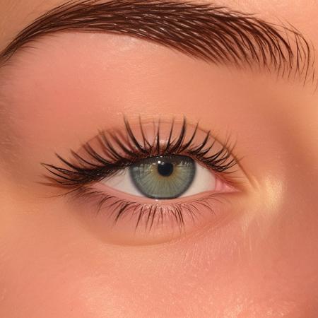Hazel green, big eyelashes, big pupil, hit by golden hour sunlight