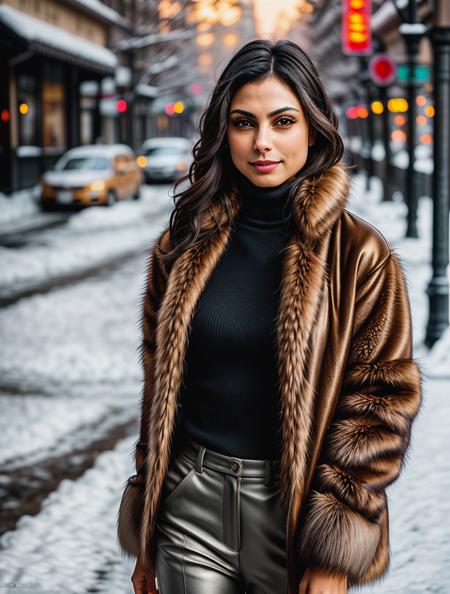 beautiful woman (morb4cc4r1n:.99), beautiful hair, winter Paris, elegant, snowing, natural skin texture, (fashionable fur coat), ((turtleneck)), ((designer pants)), sunset, cute smile, 24mm, 4k textures, soft cinematic light, adobe lightroom, photolab, hdr, intricate, elegant, highly detailed, sharp focus, ((((cinematic look)))), soothing tones, insane details, intricate details, hyperdetailed, low contrast, soft cinematic light, exposure blend, hdr, faded<lora:more_details:.6> <lora:wowifierV3:.6>