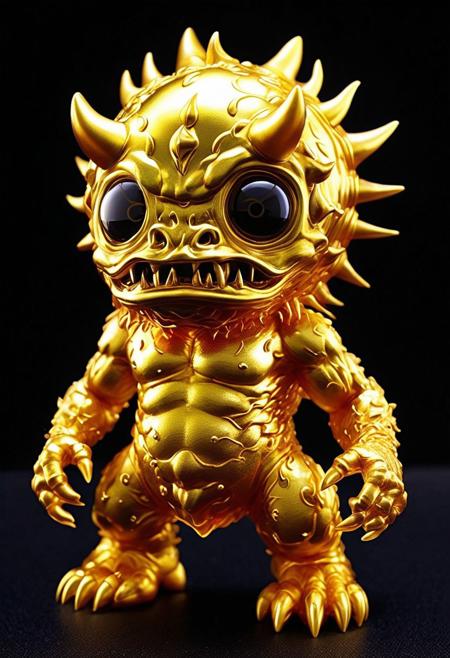 XCYP Art Toy,A Little golden Monster, japanese sofubi EVA Material) Artist Design Piece,Award-Winning Lens,Highly Detailed,Ultra High Resolution,32K UHD,Clear Focus,Best Quality,Masterpiece.,