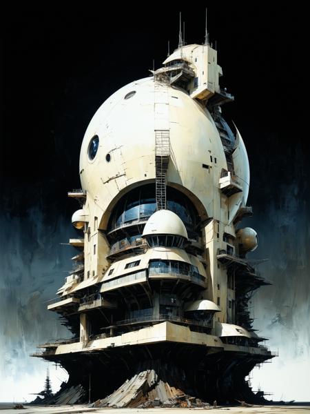 hyper realistic photograph of  a (complex architectural science fiction structure:1.4) by Bob Eggleton and Yoji Shinkawa, (glossy, ivory , masterful:1.4), medium full shot, poster art, bold lines, hyper detailed, expressive,  award winning,  dark limited color palette, high contrast, (((no background))), (((simple background))), (intricate details, masterpiece, best quality:1.4), looking at viewer, dynamic pose, wide angle view, <lora:looking_at_viewer:2> <lora:NicolaSamori:0.5> in the style of nicola samori, <lora:add-detail-xl:1> <lora:xl_more_art-full_v1:.50>