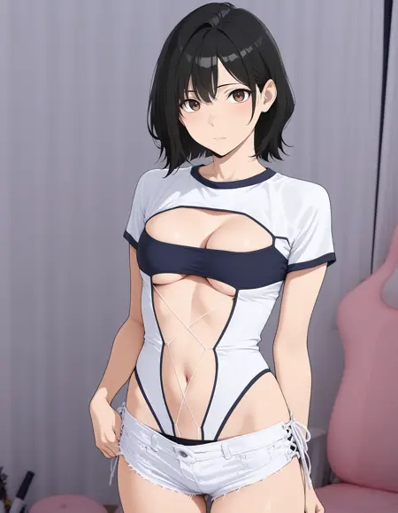 Clothing: White leotard