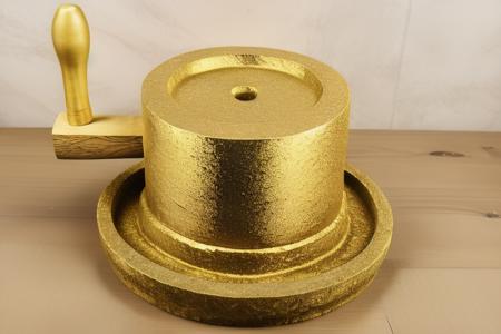tea_mill stone_mill wood handle golden