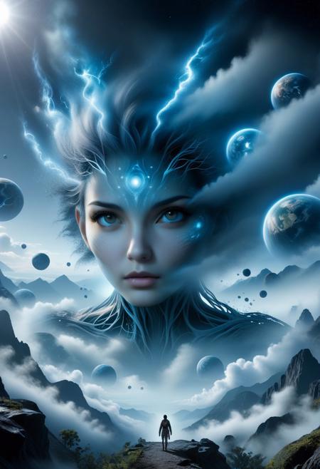 Conceptual art. Double exposure collage. 16K. UHD. high quality, 
photorealism. Diorama. Fog. Dynamic plot of the film "After Earth". science fiction series. Mystic. Stunning full color design, 
sharp focus, 
studio shot, 
intricate details, 
high detail, 
detailed anatomy. Hyperrealism.