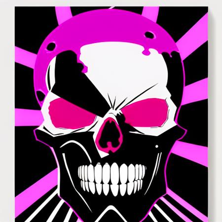 anime skull, pink and black color scheme, sinCity_iamYork