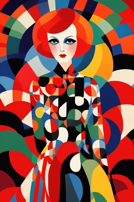 <lora:Natalia Goncharova Style:1>Natalia Goncharova Style - create image of Beautiful flamboyant Scandinavian goddess in the style of Sonia Delaunay