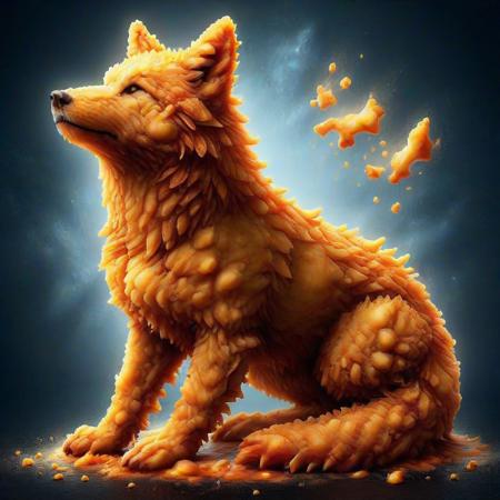 DFC, wolf made of deep fried & crispy on forest , best quality