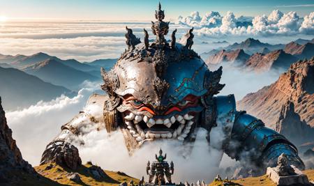 <lora:yakwat:1>masterpiece,highly detail(Yakwat Statue,ROBOT,Armor,Mobilesuit :1.3){best quality},, super huge GARUDA solo, very detail,(Giant Invade City,Mist,View from above,Giga monster size,Coverart,smoke,:1.3)
,unity,cinematic lighting
(extremely detail CG unity 8k wallpaper:1.1)(masterpiece),(best quality:1.1),realistic,style of master anime,perfect perspective,intricate detail,1man Heroic pose