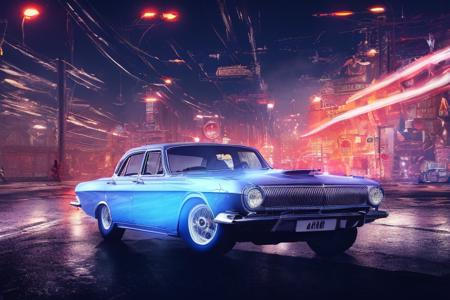 (STANCE), masterpiece,best quality,official art,extremely detailed CG unity 8k wallpaper,illustration, light,car, bright, sports car, vehicle focus, road, ((need for speed)),((NFS)), moving, wet, (((night, midnight))),neon lights,drift,  <lora:GAZ2410:0.8>, (GAZ2410)