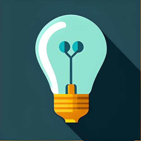 FlatIcon of a light bulb with a blue background <lora:flaticon_v1_1:0.8>