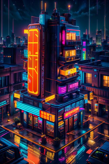 Isometric Neon (Building and Interior) [SDXL & SD1.5] v1.0