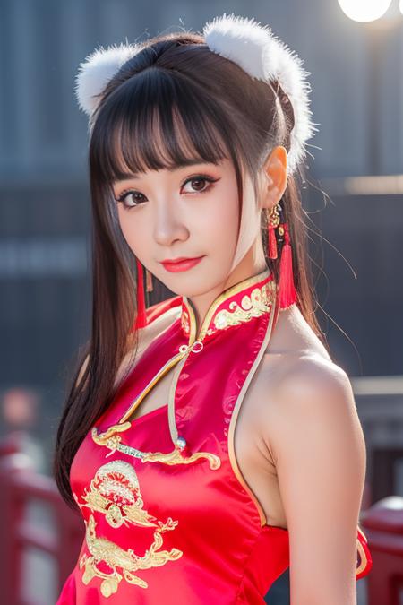 <lora:xiaodan:0.85>, Chinese theme, raw color photo, long shot, realistic, 1girl, a 21-years-old girl, at Tian An Men, Chinese dress, best quality, detailed eyes, beautiful and symmetrical face, slim body, detailed hip, small breast,  serious expression,  photorealistic, lighting, nighttime, dynamic_color_range