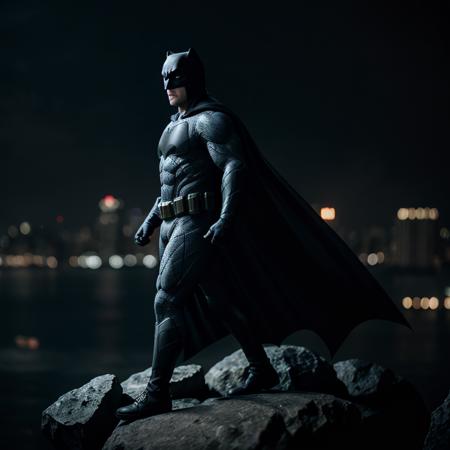 cinematic film still of  <lora:Batman 2016 SD1.5:1.2>
batman a man in a batman costume standing on a rock, shallow depth of field, vignette, highly detailed, high budget, bokeh, cinemascope, moody, epic, gorgeous, film grain, grainy