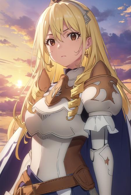 bozescopalesti, <lora:bozes co palesti s1s2-lora-nochekaiser:1>,
bozes co palesti, long hair, blonde hair, (brown eyes:1.5), drill hair,
BREAK skirt, gloves, cape, armor, shoulder armor, gauntlets, jewelry, earrings, breastplate,
BREAK outdoors, forest, nature, sun, sky, clouds, trees, grass,
BREAK looking at viewer, (cowboy shot:1.5),
BREAK <lyco:GoodHands-beta2:1>, (masterpiece:1.2), best quality, high resolution, unity 8k wallpaper, (illustration:0.8), (beautiful detailed eyes:1.6), extremely detailed face, perfect lighting, extremely detailed CG, (perfect hands, perfect anatomy),