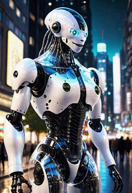 Young [ <'EM_1'> | <'EM_2'> | <'EM_3'> : 0.5] full black and white transparent gelatine Gigant Robot creature  in a gelatine in futuristic nigth city  , ultradetailed (full gelatine body)
<cdt:d1=2;d2=2;hrs=1;hd1=2;hd2=2;st1=0;st2=1>