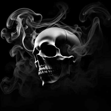 Skull,slhouette, smoke, black and white, the word F4RSH0T