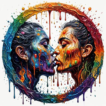 Finely detailed vector illustration, kissing, ultra realistic quality,circle symbols,white background, oil painting, hyperdetailed, intricately detailed,  triadic colors,fantastical,intricate detail,splash screen,complementary colors, fantasy concept art, 8k resolution, masterpiece,oil painting,heavy strokes,paint dripping.