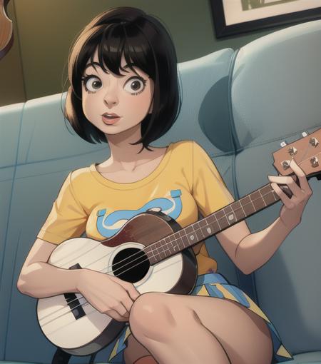 <lora:kateMicucci:1>  kateMicucci with a ukulele,