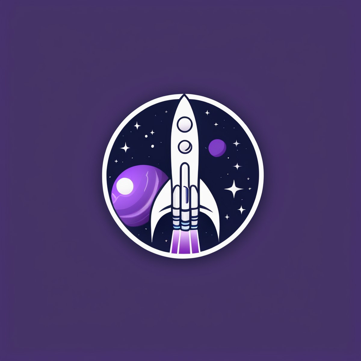 A logo for a space travel company, launching rocket, space-themed colors (black, purple, dark blue)., LogoRedAF, <lora:Log...