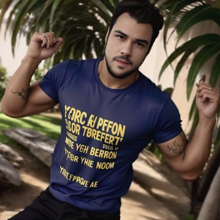 1boy, muscled, t-shirt,  face details  <lora:Joaquim Lopes:1>