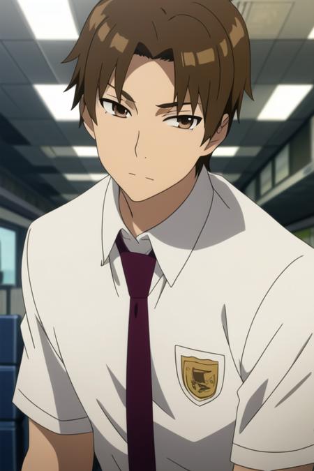 matsuyuki_atsumu brown hair brown eyes white shirt necktie collared shirt school uniform