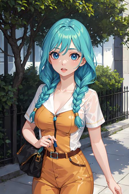 amelia, 1girl, solo, braid, aqua hair, blue eyes