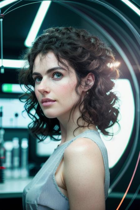 a naturally beautiful woman, a simple outfit, dark hair, in a lab, science equipment, <lora:neriOxman:1>, perfect day, cinematic lighting, 8K, RAW, UHD, close up, perfect face, clear eyes, [smiling:0.5]