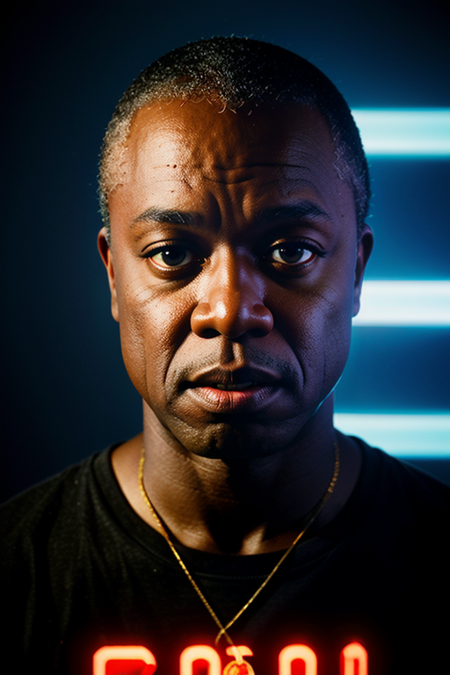 AndreBraugher, portrait, photography by (Jeanloup Sieff:1.3), modelshoot, pose, (closeup on upper body), (night, dark, dark photo, grainy, dimly lit), editorial photograph, film grain, depth of field, analog film style, vivid color, ((laptop OLED screen glow on face)), looking at viewer, ((chiaroscuro, vibrant color palette, emotional impact, vivid, strong contrasts, stylized lighting, movie screenshot, neon, colored gels, dramatic shadows, gritty, movie still, state fair, fog)), ultrarealistic, noise