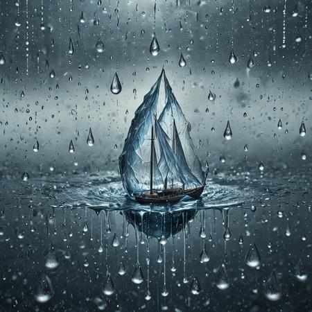 magic ships,tear crystal, to design an image where elements harmoniously transform into water or tear drops. Think landscapes reflecting the melancholy of a serene drizzle, or objects reimagined in fluid brilliance. This is your opportunity to wield creativity with the fluidity and finesse of a raindrop navigating a window pane