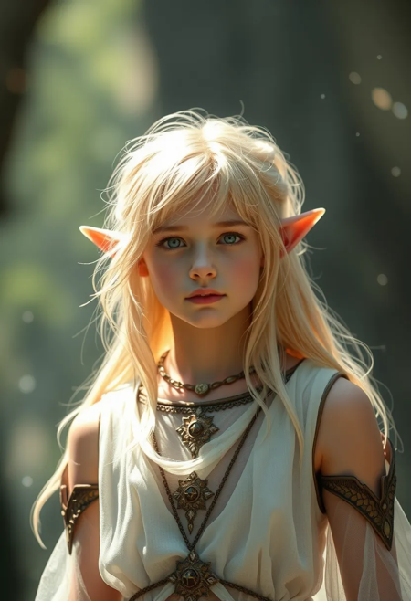 The infinite essence of HASHEN. Young, blonde, elf, gossamer attire.