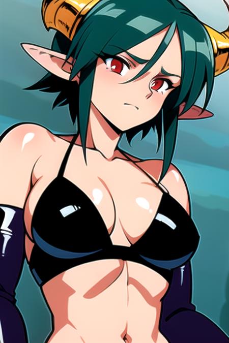 Carrera_VIPER Carrera_VIPER, short hair, green hair, red eyes, devil-horn, devil-tail, 