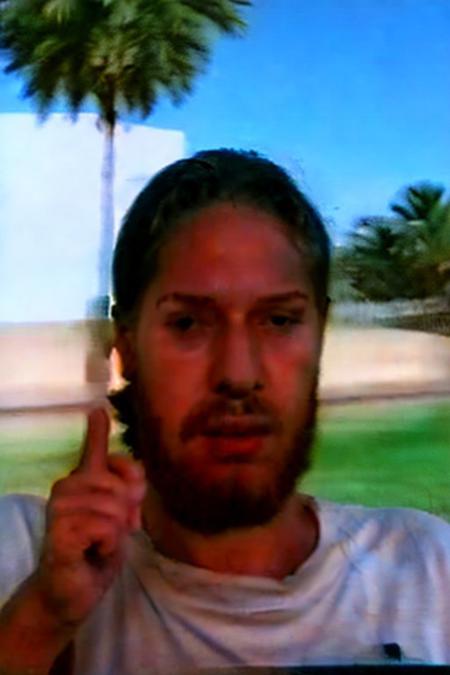 (upper body and face of <ffurian> male character 1.5), (pose: pointing finger into the sky 1.7), (ffurian man with beard 1.1), (ffurian wearing white t-shirt 1.0), (brazilian beach, palm trees background 0.6), (ffurian man with beard 1.1), (sunny weather 0.4) BREAK Weirdcore (y2k aesthetic 0.8), ms paint style, the matrix movie, 3d render, half0ster, VHS, VHS footage of, balenciaga, photo \(medium\)