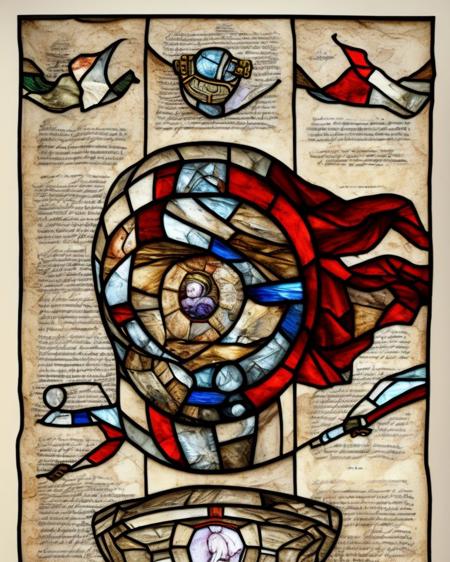 stained glass windows depicting a sci-fi soldier hero savior by ParchArt