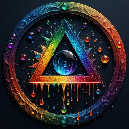 Finely detailed vector illustration. prism, prismatic colors,  ultra realistic quality,circle symbols, dark gradient background, oil painting, hyperdetailed, intricately detailed,  triadic colors,fantastical,intricate detail,splash screen,complementary colors, fantasy concept art, 8k resolution, masterpiece,oil painting,heavy strokes,paint dripping.