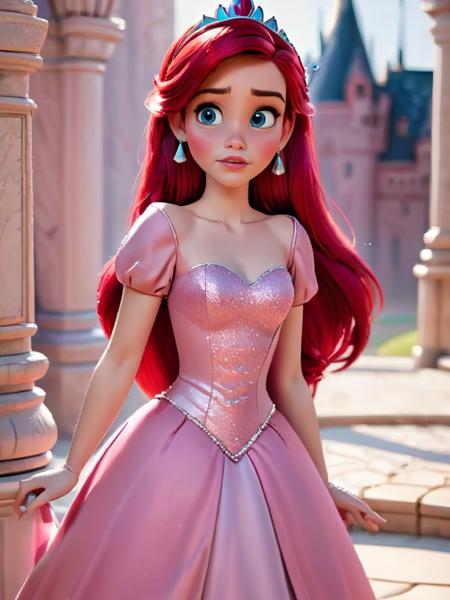 princess ariel, pink dress <lora:princess_xl_v1:0.6>