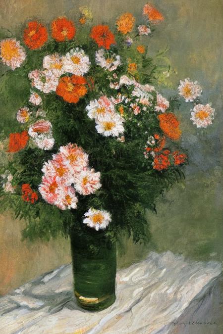 painting \(medium\),flower, vase,   <lora:monet-000004:1>