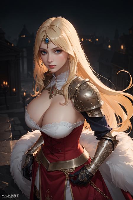 a female goddess with a sexy body figure, hunting, medieval theme,  ((MILF)), tempting look, dynamic poses, dynamic angle shot, from below, from above, flowing hair,
(((masterpiece))),  ((best quality)), ((intricate detailed)), ((Hyperrealistic)), a sexy woman with god attributes cloths,  (huge breast), red  armor, bracers,  gauntlets, circlet, head ornament, long dress, pauldrons, beautiful armor,  cape, perspective, highly detailed, illustration, 1 girl, perfect hands, detailed fingers, beautiful detailed eyes, long hair, blonde hair  (fantasy:1.2),  armor, fur coat, abstract background, at god temple, nightview ,fierce look, looking at the viewer, from the front,    <lora:GPTS4 dreamwave full_478773:1> <lora:adventurers_v1:1>