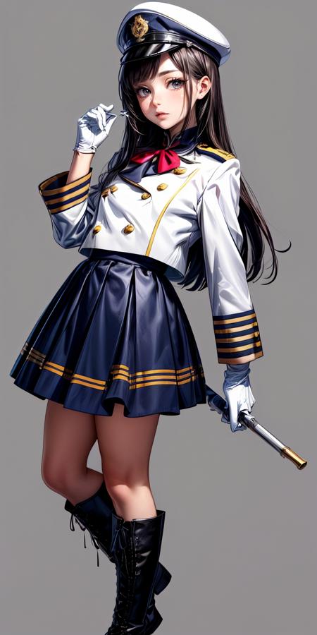  jyojifuku, marching, hat, skirt,uniform white gloves white footwear,boots