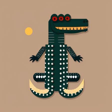 masterpiece, best quality,
style3,flat color,solo,simple background, 
alligator,
 <lora:Inset-V1.1:0.88>