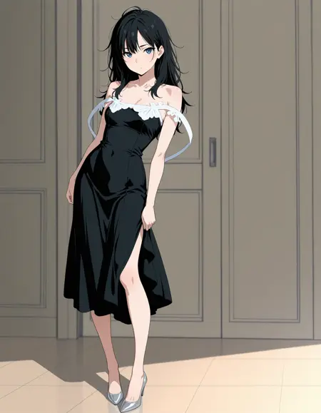 Clothing: Strap black dress
