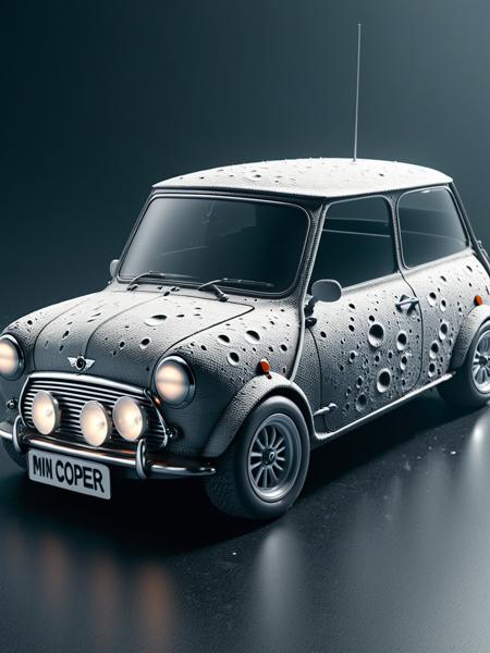 <lora:Lunar_Surface_SDXL:1> ais-lunar classic mini cooper