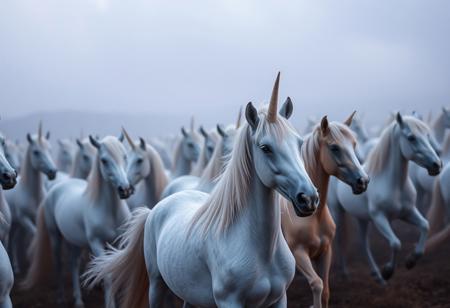 cinematic, a herd of unicorns.