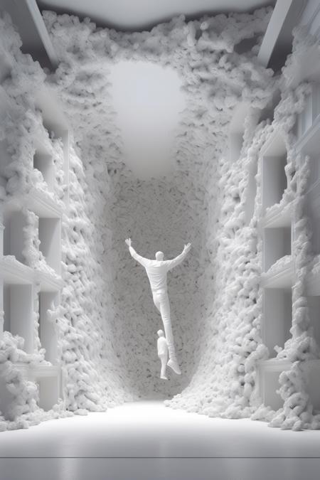 <lora:Daniel Arsham Style:1>Daniel Arsham Style - Huge Y-shaped sculpture,everything is white, amazing grand picture,Daniel Arsham's artworkc4d,3d,octane rendering,fun Light and shadow wide angle, aerial photography especially soft studio lighting