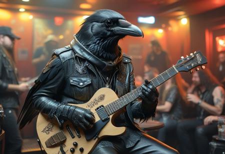 corvidfolk, Playing Guitar at a night club, rocker outfit