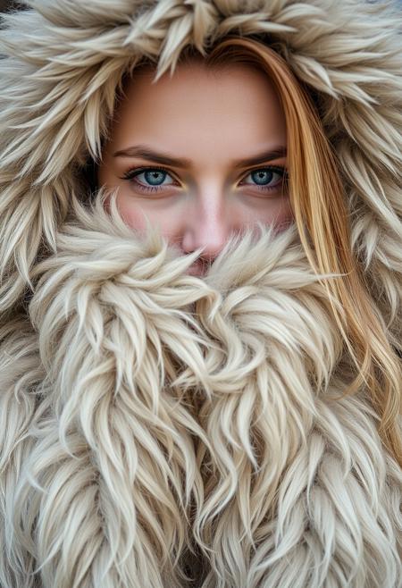 beautiful Scandinavian woman growing thick furry fuzzy fluffy fur all over her body and face